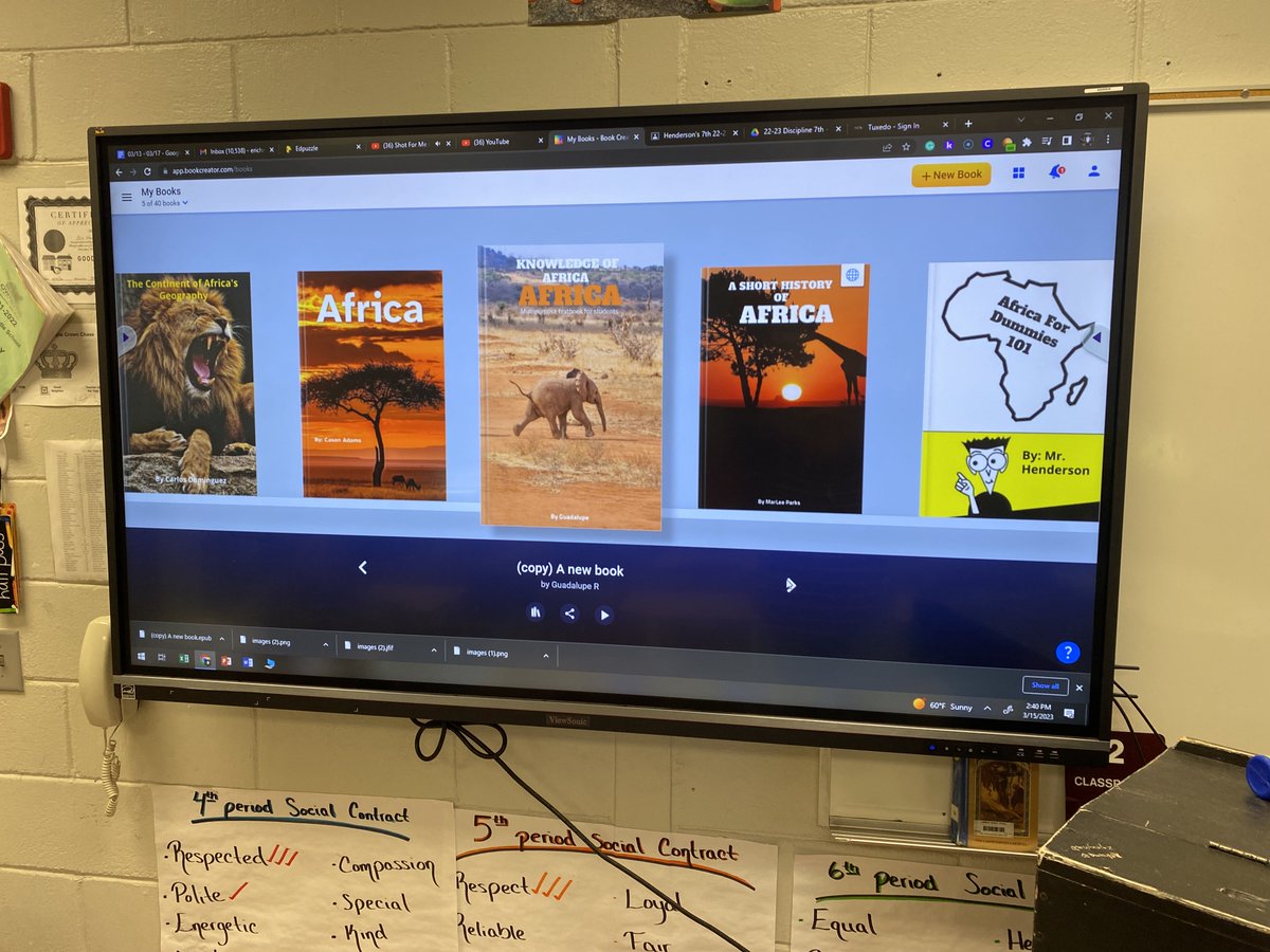 LowndesMiddle's tweet photo. Mr. Henderson’s social studies classes are using Book Creator to create ebooks that review their current unit. #DigitalLearningDay #OneLowndes #ThreeCs #Creation https://t.co/dt57hzsEKN