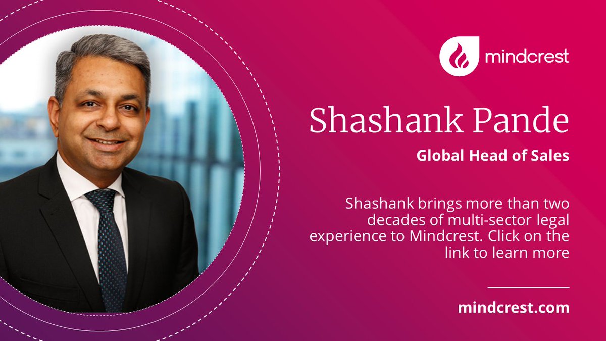 mindcrestinc's tweet photo. Welcome to our new Global Head of Sales Shashank Pande! He oversees the sales infrastructure and works with leadership to increase client engagement and streamline process. Find out more: https://t.co/zs1VAeSXxa #mindcrest #sales #newhire https://t.co/bl8lIGgJLz