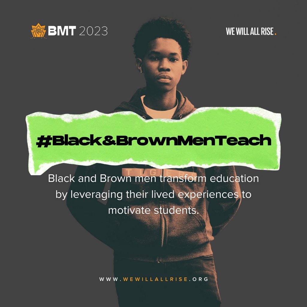We Will All Rise works to increase the representation of Black and Brown men educators in classrooms and school buildings in the regions where we operate. 

#WeWillAllRise #BMT2023 #Black&amp;BrownMenTeach