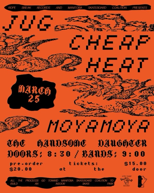 mbskateboard's tweet photo. Rope Break Records is putting on a punk show and donating proceeds to our inclusive indoor skatepark project! Come see Jug's first show along with MOYAMOYA Winnipeg and Cheap Heat 🔥. https://t.co/aS5EtCJHVH