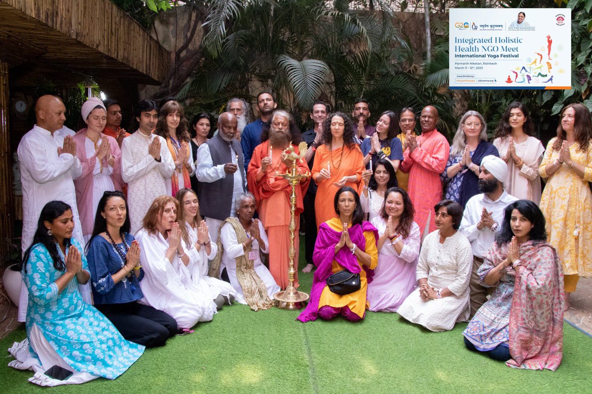 C20EG's tweet photo. #C20 NGO Meet for WG on Integrated Holistic Health was conducted by C20 Chair Mata Amritanandamayi Math on 12th March at International Yoga Festival, Parmarth Niketan, Rishikesh. 

Prominent panellists from USA, Europe and China joined in to discuss pressing issues. https://t.co/V422vtoQKk