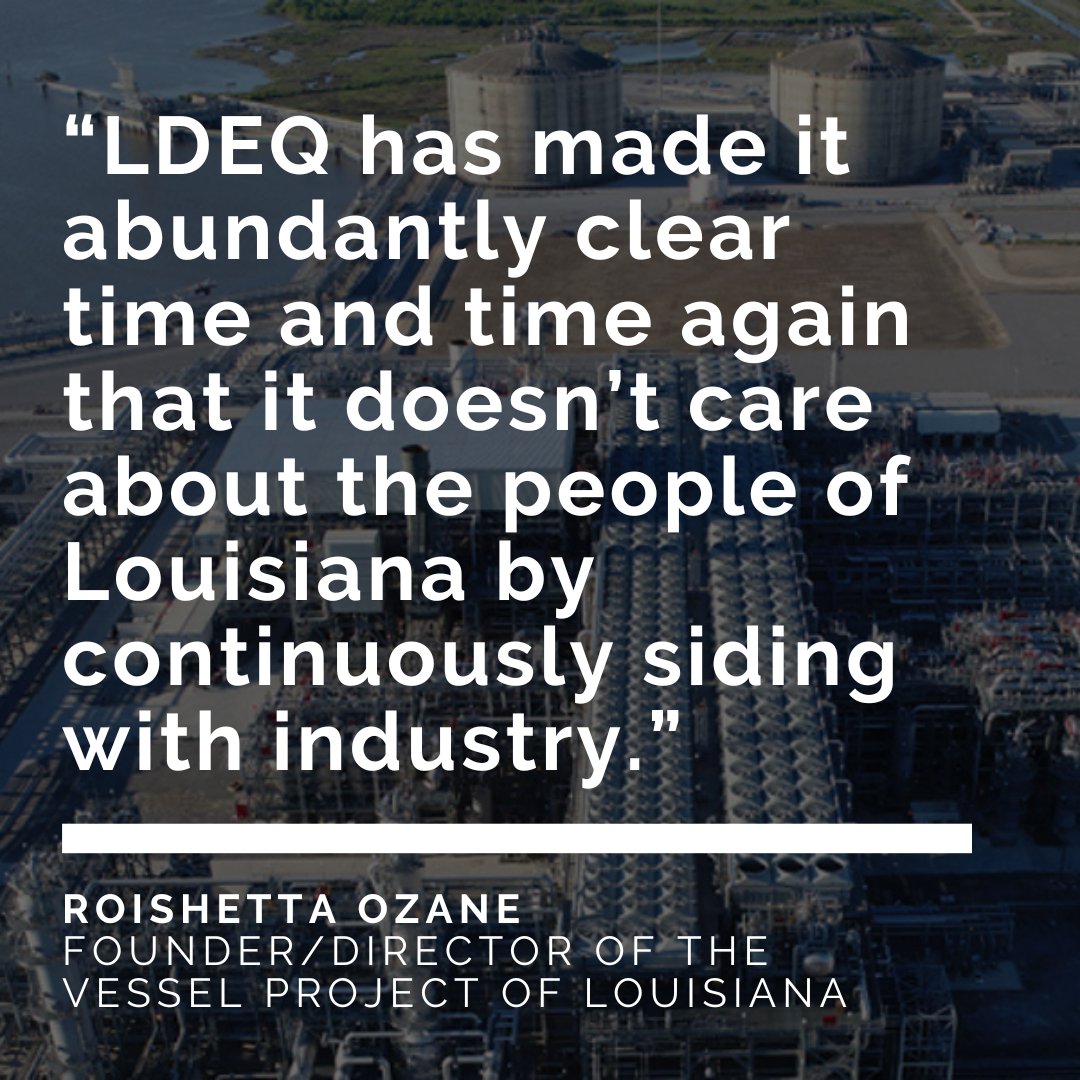 1/3 It's been 8 months since we submitted pollution complaints of LNG and petrochemical facilities in Southwest Louisiana to @LOUISIANA_DEQ, which has yet to respond or investigate. Communities and the climate can't wait. 
Read more ➡️ bit.ly/3FmD08U