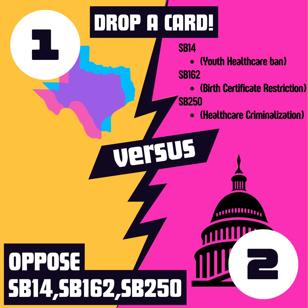 TransTexas's tweet photo. Choose your Fighter!
Round 1 has started, with hearings throughout the week; the Senate State Affairs Committee is putting down a three-hit combo, SB14, SB162, and SB250, tomorrow, 3/16/2023. 1/7
#txlege #transtexansfightback https://t.co/tozPrxGI33