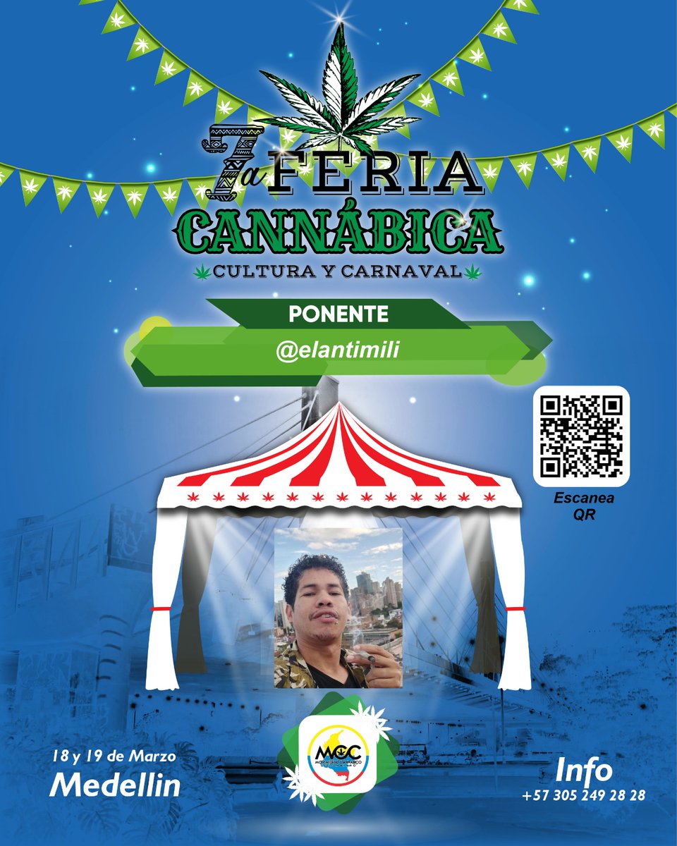 elANTIMILI's tweet photo. Vea, me invitaron a la #7FeriaCannábica en el Puente de la #4Sur en #Medellín.
Estaremos conversando sobre: La Política de Drogas en América Latina y el Mundo. @luzmamunera @MovCannabicoCol @Julian_VasquezP @alejoocampog @alejandromattah @mesaluis @HailGU2 #HablemosDeCannabis https://t.co/Va7cZWSLe0