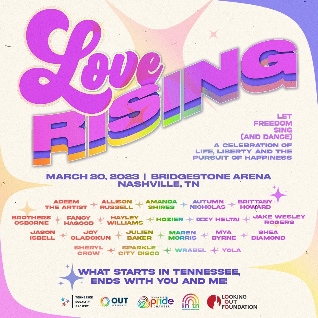 We are honored to be a part of this amazing event for a great cause. We will not stand for the hate that’s being proposed across the country. Join us in a celebration of love for all 🏳️‍🌈🏳️‍⚧️ ticketmaster.com/love-rising-a-…