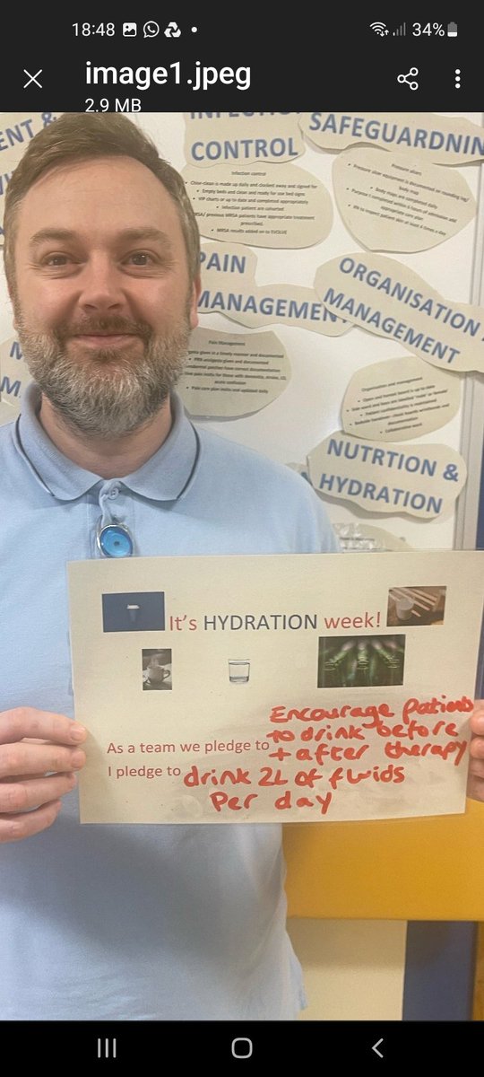 VickyKphysio's tweet photo. The ortho physio team supports hydration week by making team and individual pledges to our patients, colleagues and ourselves.
#butfirstadrink @BuryCO_NHS @michellemccorm3 @johoward78 @LucyKPhysio https://t.co/0vFet60wQQ