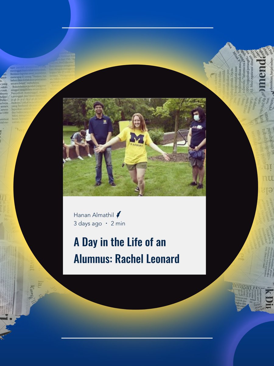 MichiganJournal's tweet photo. This week’s MPA is “A Day in the Life of an Alumnus: Rachel Leonard,” written by Hanan Almathil. Congratulations to Hanan and the Student Life section! Hanan’s article, which also won AOTW, can be read here: https://t.co/iHWgtoZIU8

MPA: Week of 3/6 https://t.co/YZLt2l1rwu