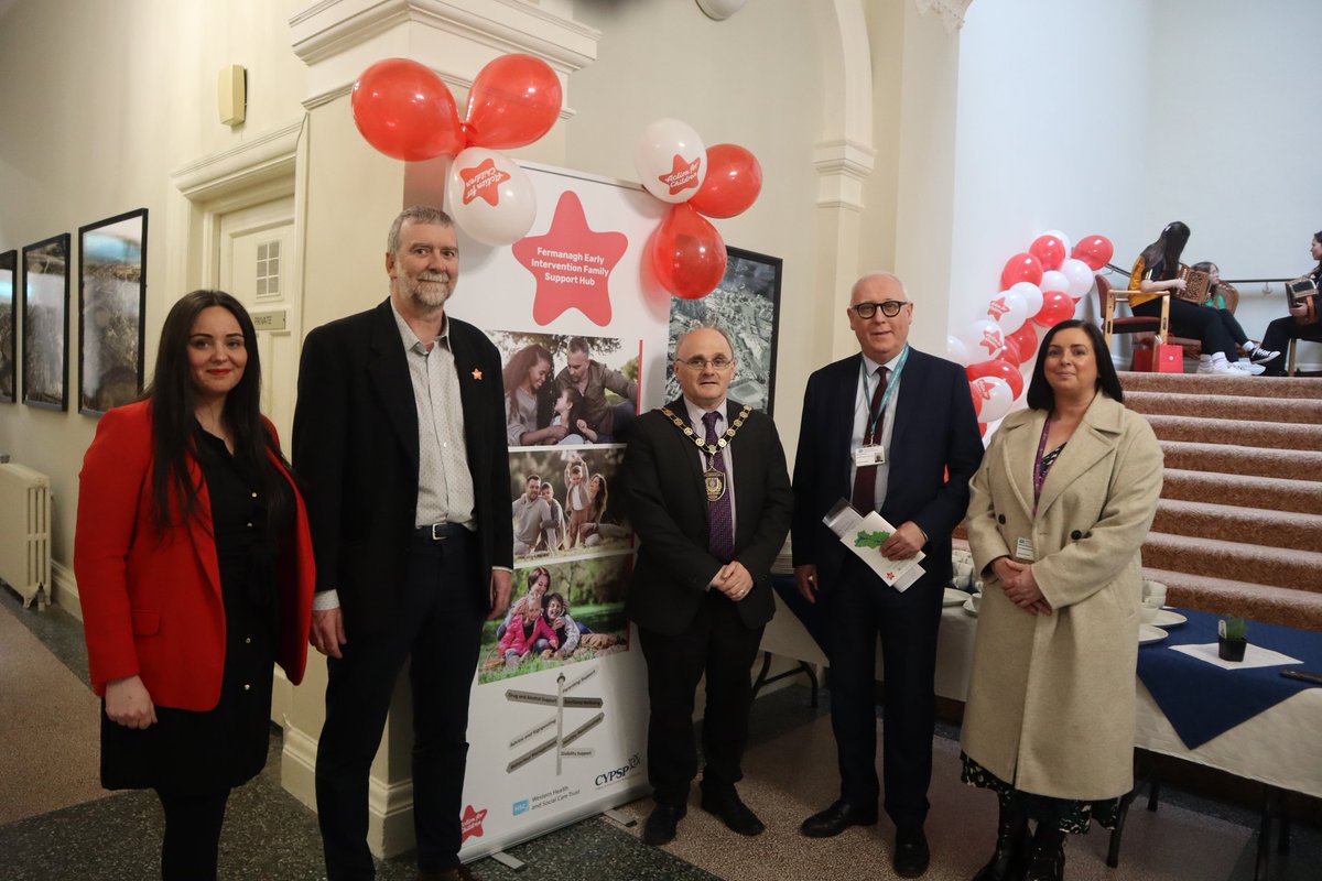Actn4ChildrenNI's tweet photo. Thank you @fermanaghomagh and Chair @BarryMcElduff for hosting today’s wonderful event marking the 10th birthday of Action for Children's Fermanagh Family Support Hub today.
#earlyintervention #familysupporthub
#FermanaghHub10thBirthday 
@WesternHSCTrust @maireadmc76 https://t.co/hZ0El0IBFn