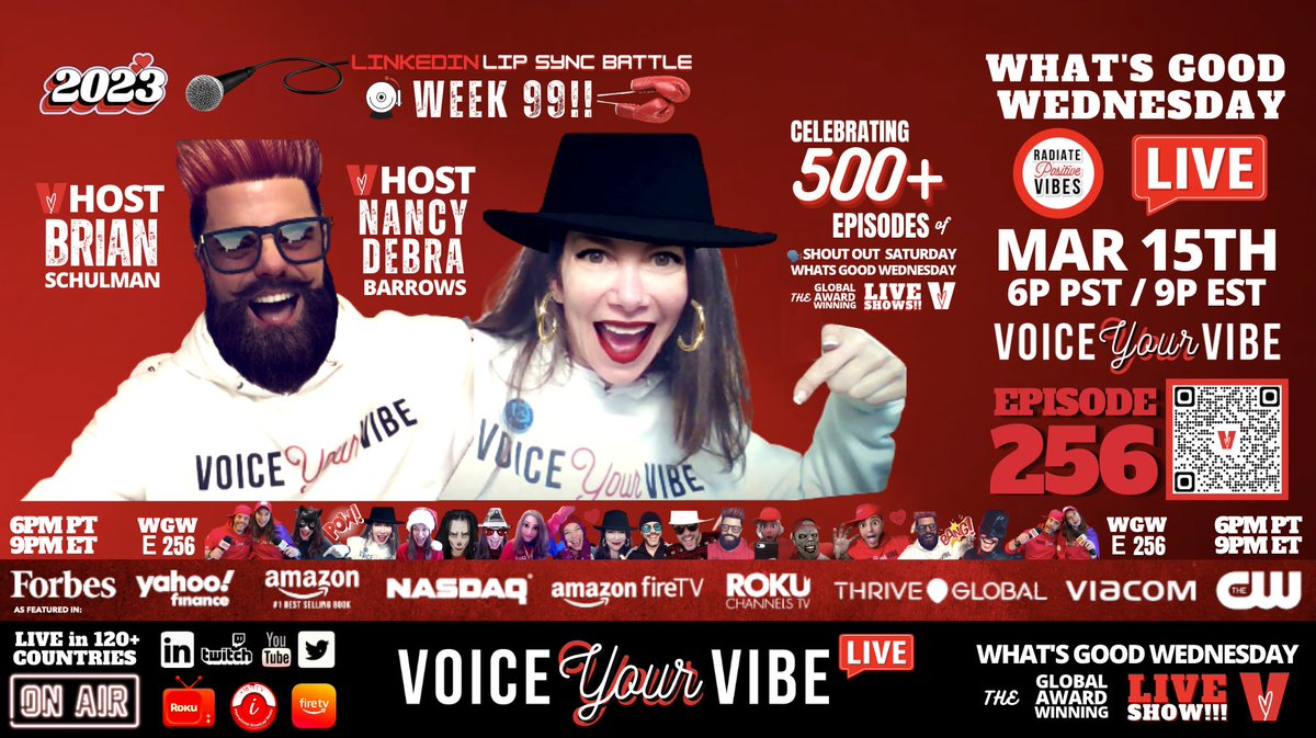 VoiceYourVibe's tweet image. Come🗣THE GOOD &amp;amp; experience FullForceFUNNESS 2nite 6pPT! #LinkedInLipSyncBattle 99 #socialdisDANCING on E256 of the Global Award-Winning #WhatsGoodWednesdayLIVE broadcast💫the🌎in 120+countries on LinkedInLIVE Amazon🔥RokuTV PODTV Twitter Twitch YouTube👉 lnkd.in/gGMWwQDA