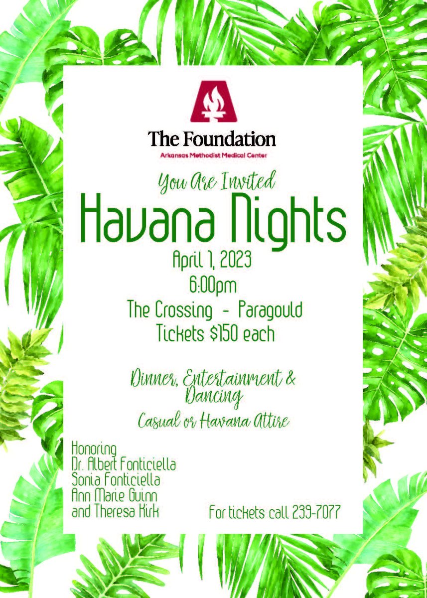 AMMCFoundation's tweet photo. Havana Nights is only 2 weeks away!  Don't forget to get your tickets and reserve your seat for this fun evening of dinner and dancing! Tickets can be purchased by calling 239-7077 or online at https://t.co/ZVafmRuWBu https://t.co/4G6a4bubST