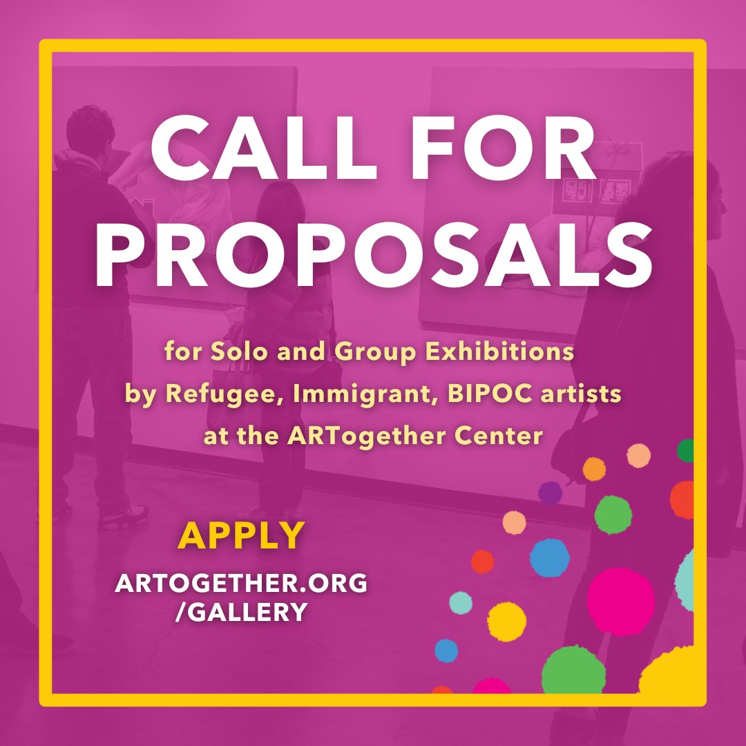 ARTogetherCA's tweet photo. CALL FOR PROPOSALS! ARTogether Center is reviewing proposals for solo and group exhibitions in 2023! Must be an immigrant or refugee artist based in the Bay area. Link in bio for more information and to submit a proposal for future exhibition.  #bayareaartists #immigrantartists https://t.co/EeUJZdHB3W