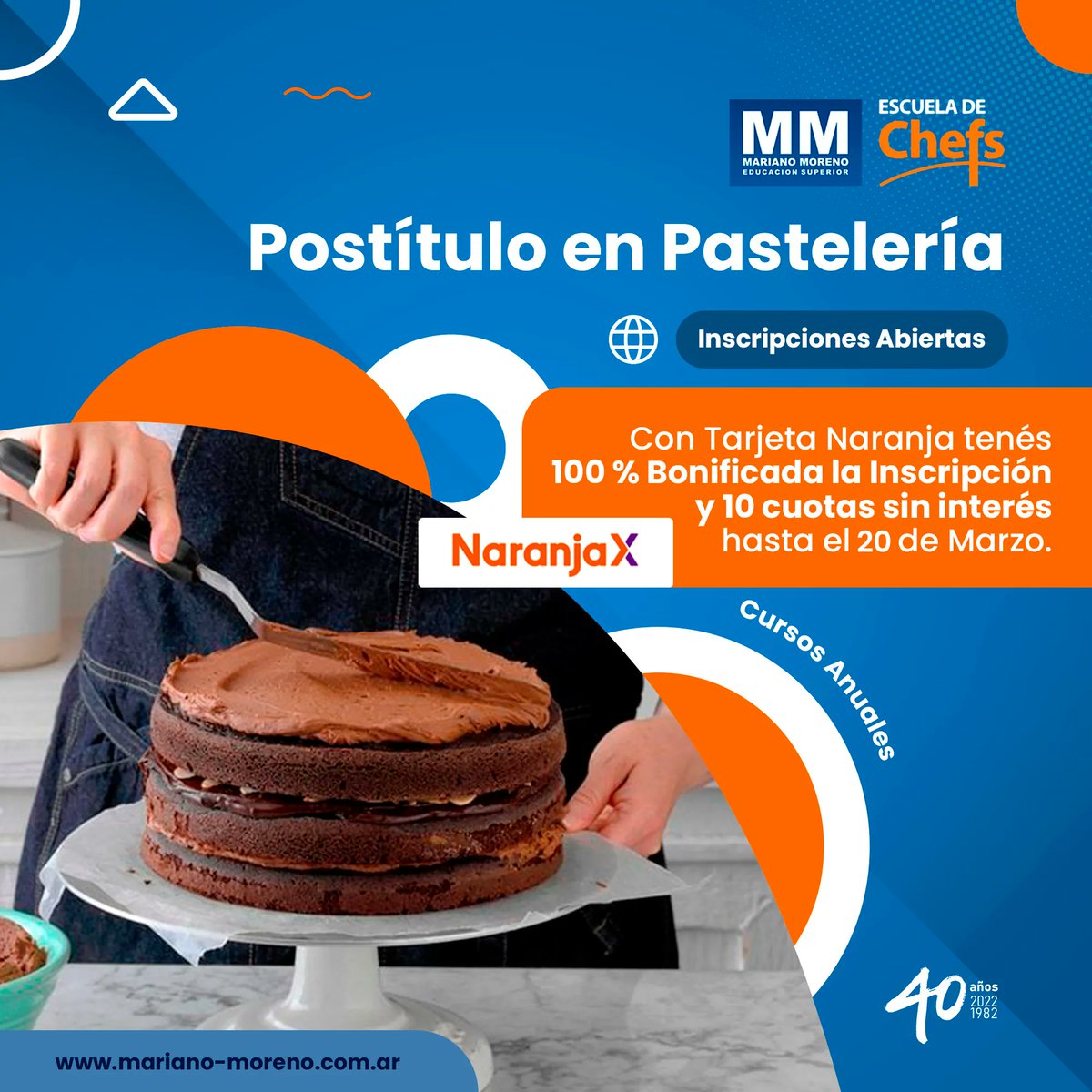 #PostítuloenPastelería 🍷

🧡 100% de bonificación en la matrícula más 10 cuotas sin interés utilizando Tarjeta Naranja.
Exclusivo para el curso de Postítulo en Pastelería.
💯 Tenés hasta el 20 de marzo para adquirir este descuento.

📲 Info 👉 buff.ly/36ATjhb