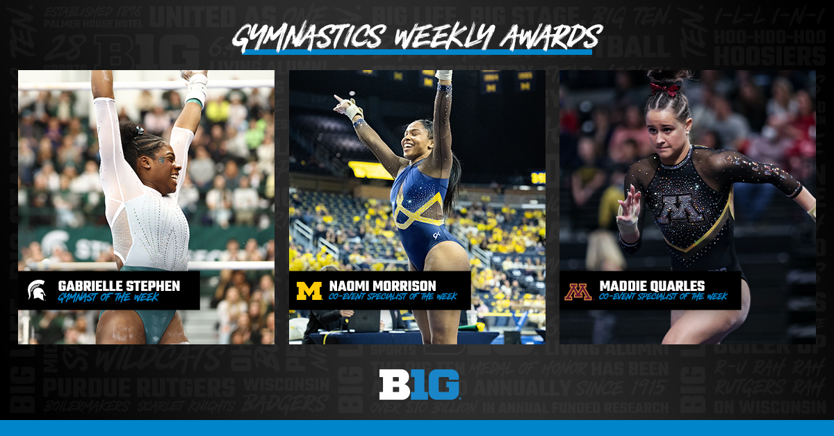 🚨#B1GWGYM WEEKLY AWARDS🚨 

🏅𝙂𝙮𝙢𝙣𝙖𝙨𝙩 𝙤𝙛 𝙩𝙝𝙚 𝙒𝙚𝙚𝙠: Gabrielle Stephen, <a href="/MSU_Gymnastics/">Michigan State Gymnastics</a> 
🏅𝘾𝙤-𝙀𝙫𝙚𝙣𝙩 𝙎𝙥𝙚𝙘𝙞𝙖𝙡𝙞𝙨𝙩𝙨 𝙤𝙛 𝙩𝙝𝙚 𝙒𝙚𝙚𝙠:
Naomi Morrison, <a href="/UMichGym/">Michigan Gymnastics 🏆</a> 
Maddie Quarles, <a href="/GopherWGym/">Minnesota Women’s Gym</a> 

🔗 bit.ly/3ljURqf