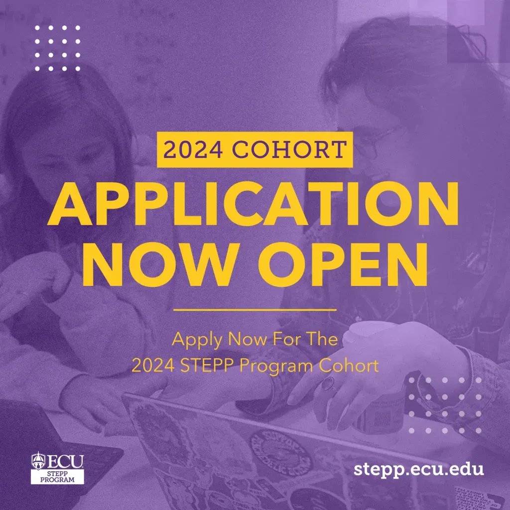ecustepp's tweet photo. The Application for the #ECUSTEPP24 Cohort is now open! Applicants have, between now and May 15, 2023, to apply to #ECUSTEPP.
Have a question about the application π Email #ARRRGH Transition Specialist at cooperash22@ecu.edu.
Apply Now β‘οΈ https://t.co/vn9pl80eqY https://t.co/5UO86zvwbb