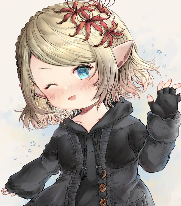 ファットキャットパーカーなララフェルちゃん#FF14 #FFXIV #ララフェル 