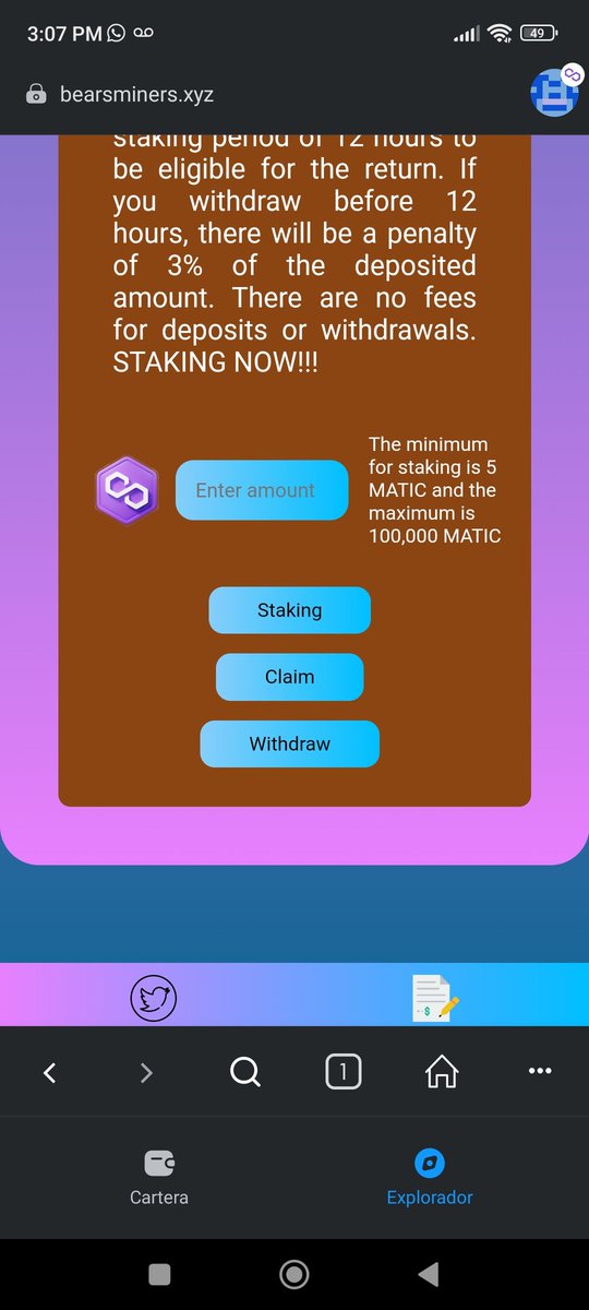BearsMiners's tweet photo. You can now find our application on DAPPRADAR, start staking now and grow with us ❤️
#BTC
#0xpolygon #PolygonClash #PolygonCommunity #PolygonNFTs #PolygonGAMEON #PolygonNFT $matic @DappRadar #MiningApp
#MATIC #cryptocurrency @0xPolygonDeFi @0xPolygon
https://t.co/LDDKqbUWTK https://t.co/l2zKkNk2or