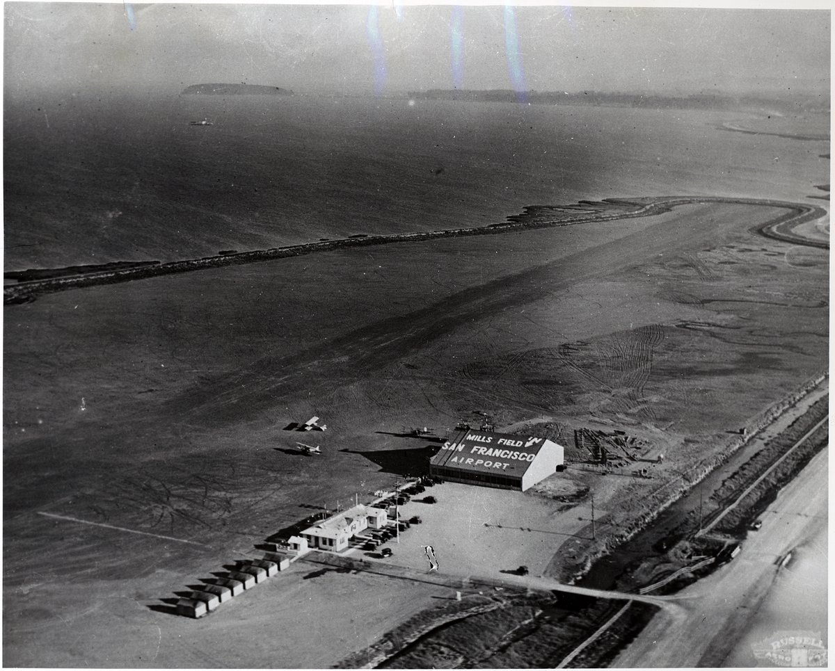 SFOMuseum's tweet photo. #Onthisday in 1927, San Francisco signed a lease with the Mills Estate for 150 acres to use as an airport. The terms were for 3 years at $1,500 per year for a “temporary and experimental” municipal airport. This original tract of land remains part of SFO today. #SFOHistory https://t.co/g0UnoR6YyY
