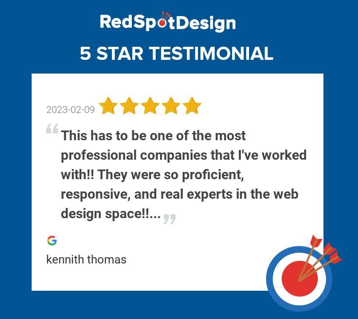 Website Design Testimonials

What makes Red Spot Design one of the best website design agencies across the Dallas/Fort Worth Metroplex and across the country?

We focus on YOU – the client!

We treat all of our clients the same: from small startups to mu… buff.ly/2r0PBsr