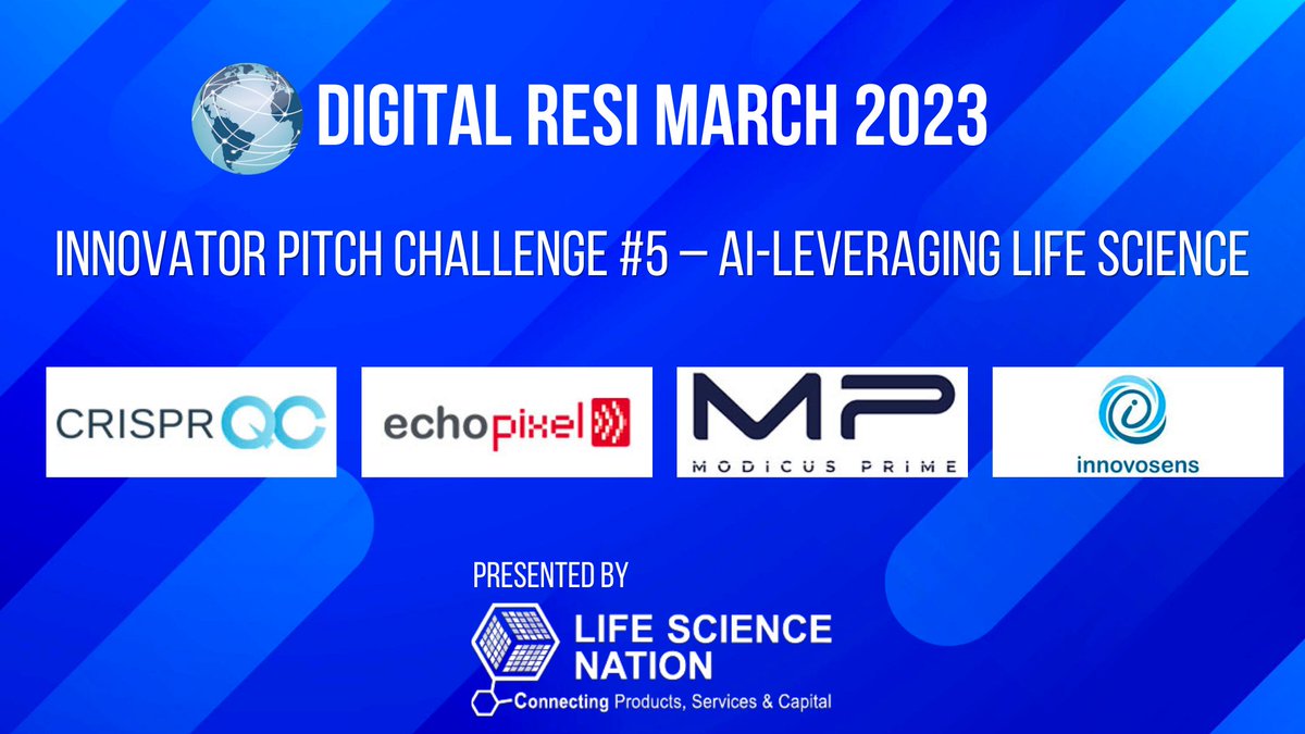 Life Science Nation (@lscination) on Twitter photo Innovator's Pitch Challenge (IPC) Session #5: AI-Leveraging Life Science Technologies has begun at Digital RESI March! Best of luck to the pitching companies CRISPR QC, <a href="/EchoPixel_Inc/">EchoPixel, Inc.</a> , Modicus Prime, & <a href="/innovosensAB/">Innovosens AB INC</a>. Thank you to our #investor judges for joining us this session Innovator's Pitch Challenge (IPC) Session #5: AI-Leveraging Life Science Technologies has begun at Digital RESI March! Best of luck to the pitching companies CRISPR QC, <a href="/EchoPixel_Inc/">EchoPixel, Inc.</a> , Modicus Prime, & <a href="/innovosensAB/">Innovosens AB INC</a>. Thank you to our #investor judges for joining us this session
