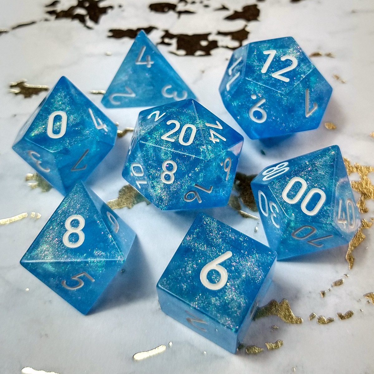 EmeraldSunDice's tweet photo. Seaborn Dream 🌅 
Several sets will be available Friday at 6 p.m. Central, some inked with metallic gold as well! I'll post some photos of those tomorrow! I really love the way these turned out ☀️ https://t.co/N921iOuCQj