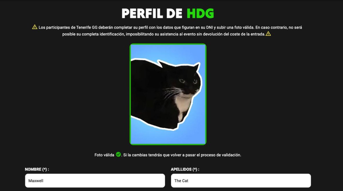 🧨¡Eeeeyyy! Ya puedes registrarte en la web😱

Crea tu perfil en tenerife.gg👈

⚠️Recuerda que para la compra de entradas es obligatorio tener el perfil configurado

¡Y no olvides poner tu foto! (no puede ser un gatito)

#TenerifeGG #TGG23🌟