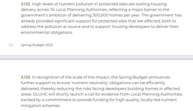 I hope that further efforts to reduce pollution at source are not overshadowed by this appetite for nutrient neutrality schemes. Prevention > remediation #SpringBudget2023