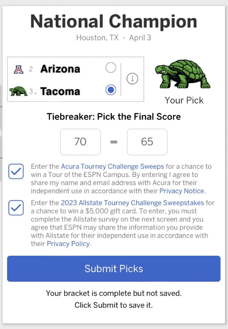 gritgoblins's tweet photo. Bracket ✅
Can’t wait for my Turtles to 
shell-shock the nation! 🐢🐢🐢
#TacomasTime #ShellUP @MarchMadnessMBB https://t.co/5FkRsevTdQ