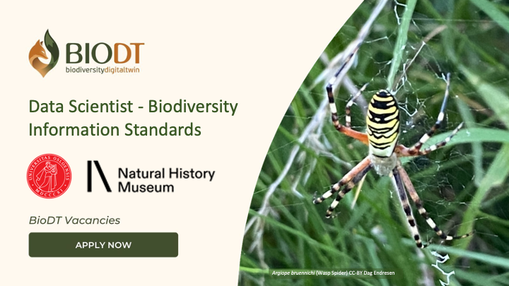 Vacancy <a href="/NHMOslo_Science/">NHM Oslo Science</a> as #DataScientist on #BiodiversityInformationStandards <a href="/tdwg/">TDWG</a> for the #HorizonEU Biodiversity Digital Twin <a href="/BiodiversityDT/">BioDT</a> 🦊 Deadline 23rd April 2023 bit.ly/biodt_biodivinf #jobopportunity #openscience #FAIRdata #digitaltwins #BiodiversityInformatics