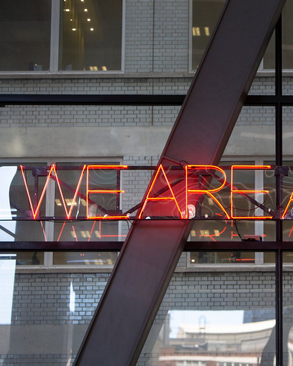 sculpturecity's tweet photo. In We, @ArtistEmmaSmith highlights the precarious nature of relationship and the easy slippage between states of togetherness and isolation with a flickering neon text work in constant flux between 'WE ARE ALL ONE' and 'WE ARE ALONE'.

Photo: 
@NickTurpin https://t.co/BTJ4bItZ4n