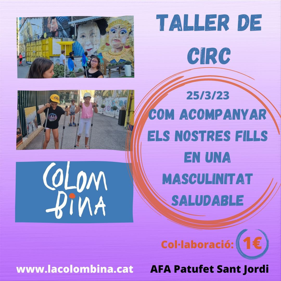AMPAtufet's tweet photo. A què espereu per gaudir d'un matí ple d'emocions a l’escola?
Dia 25. Mati
👉🏻Per a les adultes, el taller "com acompanyar els nostres fills en una masculinitat saludable" 
👉🏻Per a les criatures, taller de circ

👩🏻‍🦽Només cal venir i fer l'aportació d'1€
Juntes som més fortes! https://t.co/57jIlL2tyP
