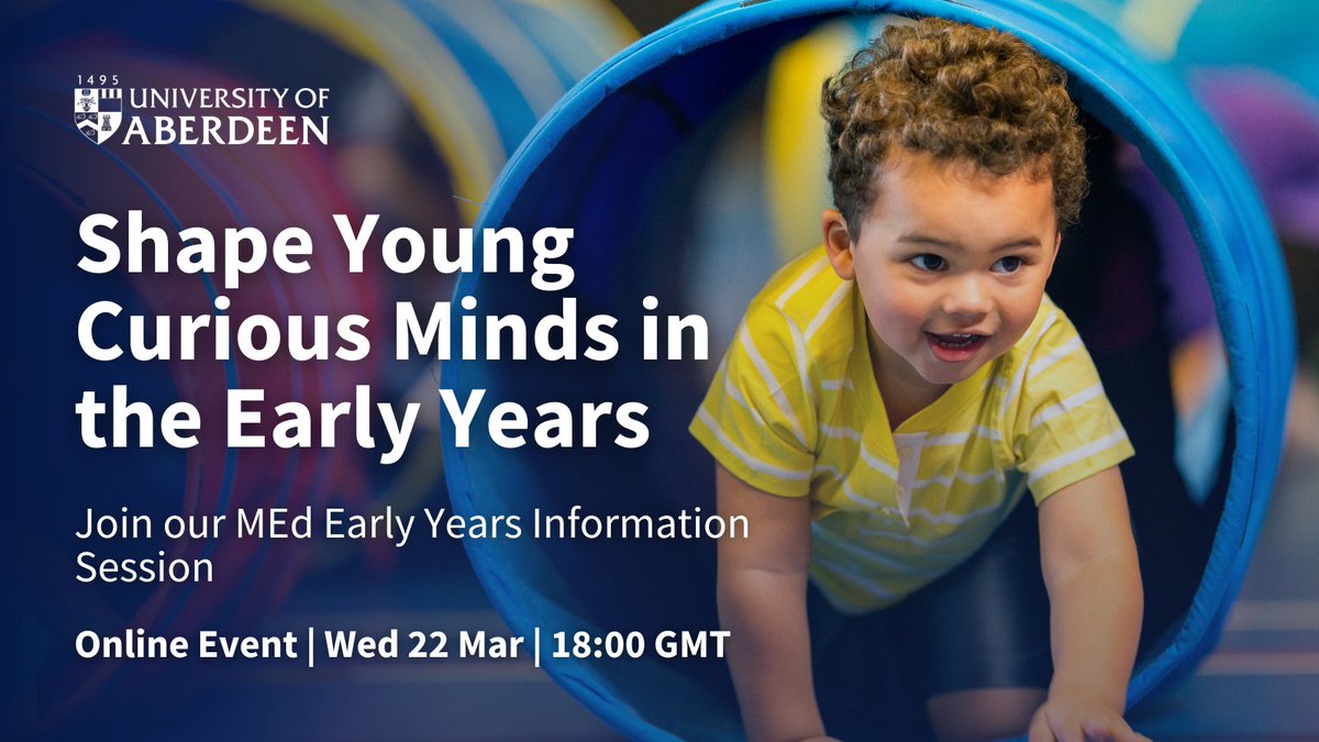 educationabdn's tweet photo. Are you a qualified teacher or graduate working with children aged 0-8? Hear from Sheila Nutkins to learn how our online MEd in Early Years can enhance your professional practice across a variety of child-based settings. Register Now - https://t.co/d6M7eBbRNS #educationABDN https://t.co/CSrJBje88M