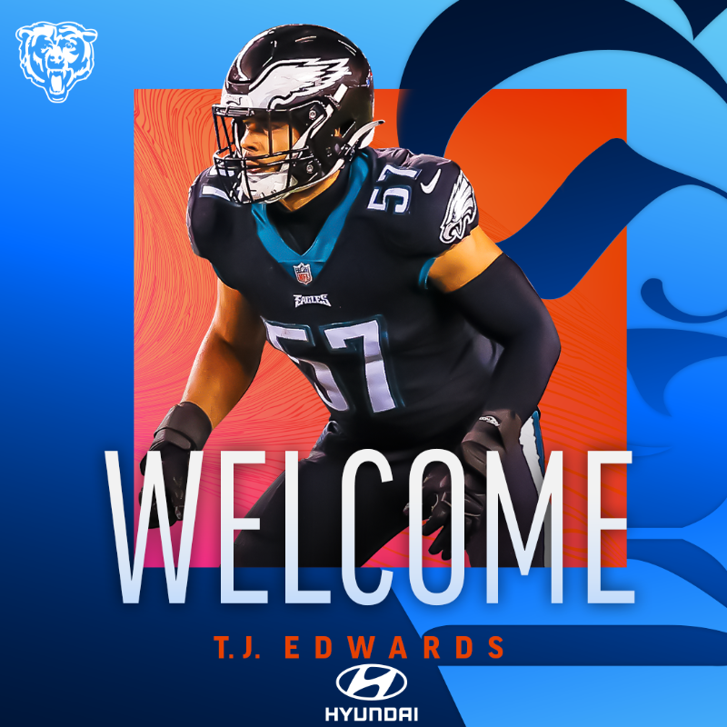 ChicagoBears's tweet photo. .@TJEdwards8 is comin' home! 🐻⬇️