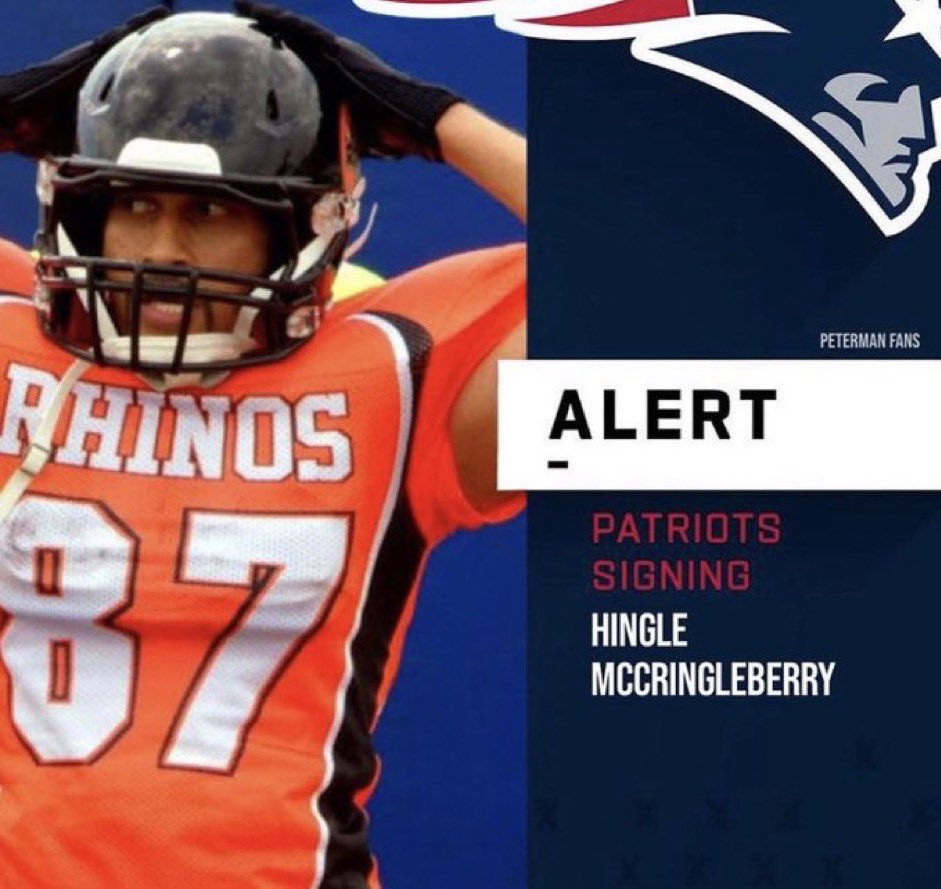 BostonCream's tweet photo. 🚨 BREAKING: Patriots sign FA TE Hingle McCringleberry 🚨 https://t.co/C0cjRewHmm