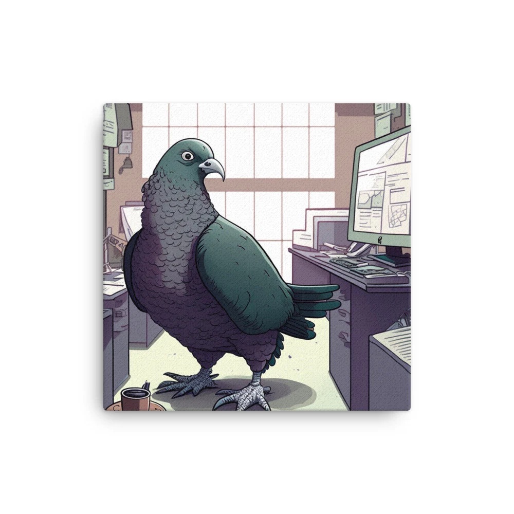 IBMClothing's tweet photo. Pigeon in the office canvas! https://t.co/SvsQmgjXpi https://t.co/6gRlOGM5zO