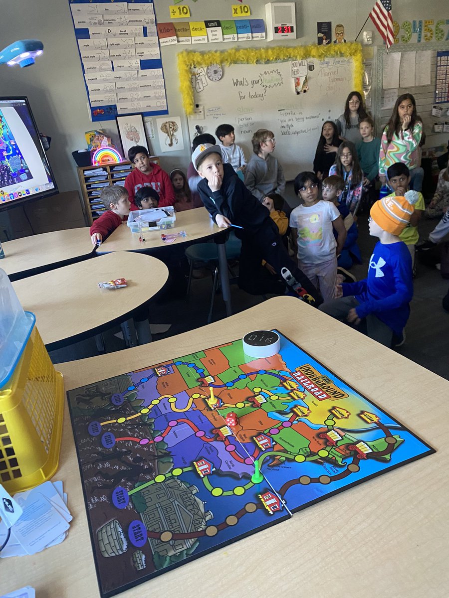 ADESRowe's tweet photo. A great day of learning to connect literacy &amp; Social Studies 2 learn about Harriet Tubman &amp; the Underground Railroad! We watched a play presented by @playhousesquare, played a game together, &amp; reflected on learning. Ask your student: what’s your learning headline today! @adeDCSD https://t.co/bpuSnmuU2O
