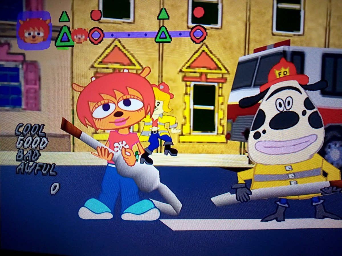 Khalimerus's tweet image. Finished Um Jammer Lammy. The button patterns are much more complex than in Parappa 1 but it was still so much fun to jam out to these songs. 

It's cool that you can play different versions of Lammy's songs as Parappa after you beat the game and they even added a 2P mode.