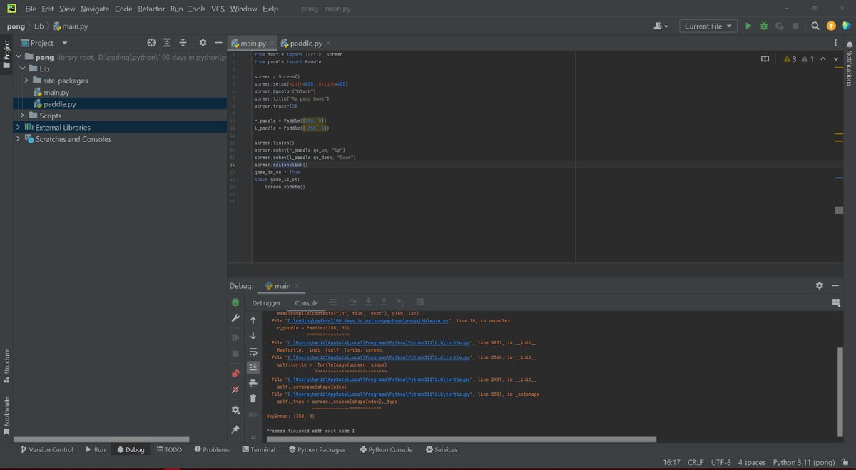 cameron_lowndes's tweet image. #100daycode #Python @yu_angela
Can somebody help me code, please? I am trying to build a pong game it keeps coming up with errors don't understand why