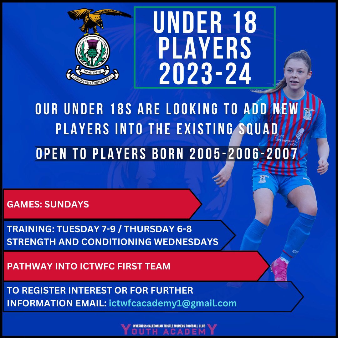 🔴🔵 We are looking to add new players into the team! If you are interested then please see the following and contact ictwfcacademy1@gmail.com 🔵🔴