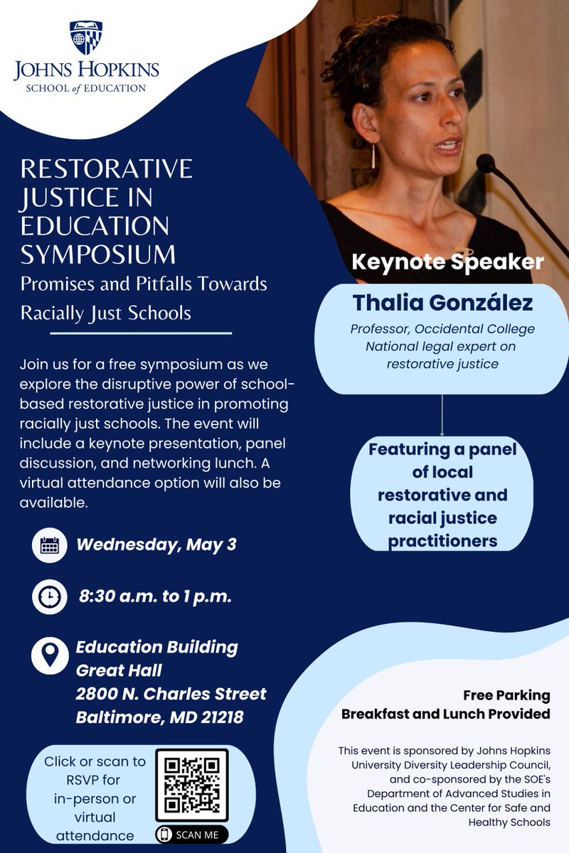 AngelaRWatson's tweet photo. #restorativejustice and #racialjustice symposium at @JHUeducation  @oliviamarcucci SIGN UP FREE W VIRTUAL OPTION https://t.co/96eXAyUBI9