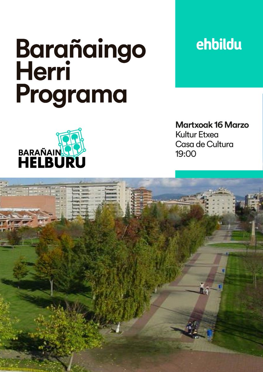 EHBilduBaranain's tweet photo. Nolako herria nahi duzu? Zer behar ditugu? Marraz dezagun #HerriPrograma elkarrekin!

Ven el jueves 16 de Marzo a la asamblea para trabajar el Programa Popular y si quieres la documentación escribe a baranain@ehbildu.eus

#ABANTE #Barañain #BarañainHelburu https://t.co/DhfwHJ91B6