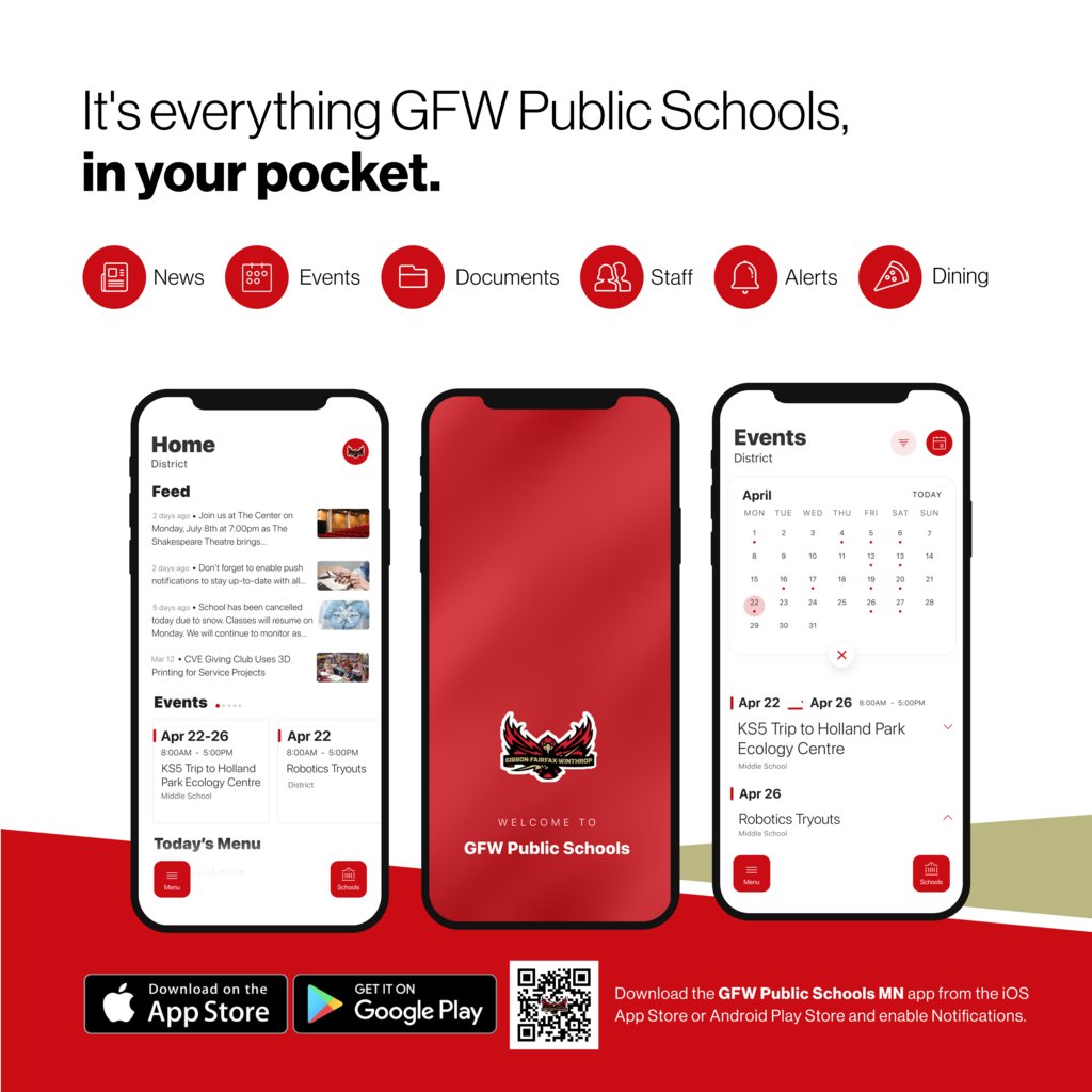 gfwactivities's tweet photo. Catch up with the latest student stories, events, and news updates. It's everything GFW Public Schools, in your pocket.
If you haven't already, download the app!
Download for Android https://t.co/TU5uVfSCnB
Download for iPhone https://t.co/zYphxhgbaY https://t.co/yNEge2xa7W