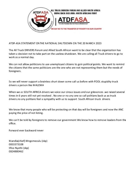 Miz_Ruraltarain's tweet photo. ATDF has spoken, #NoToNationalShutdown ! EFF has never being about South Africa &amp; has not done nothing to benefit South Africans! #VoetsekEFF

#PutSouthAfricansFirst https://t.co/7TCCMhRSi1