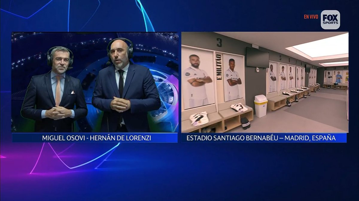 #CHAMPIONSxFoxSports 🏆 | Sumate a la pantalla de Fox Sports y disfrutá del duelo imperdible entre 
<a href="/realmadrid/">Real Madrid C.F.</a> y <a href="/LFC/">Liverpool FC</a>  ⚽
¡Viví la @championsleague en Fox Sports!
🎙️ Relata <a href="/hernandelorenzi/">Hernan E. De Lorenzi</a> y comenta <a href="/MiguelOsovi/">Miguel Osovi</a> 
#FoxSportsArgentina #ChampionsLeague #UCL #RealMadrid #Liverpool