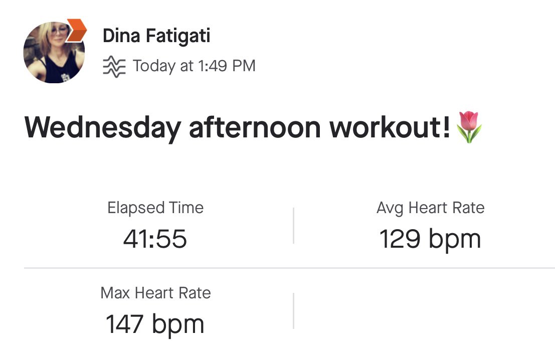 Good afternoon workout! #Strava #Wednesday #workoutmotivation #runner #mytherapy #agebetter #over60andfit #healthylife 🏋️‍♀️👵🐾🌱🌷💛