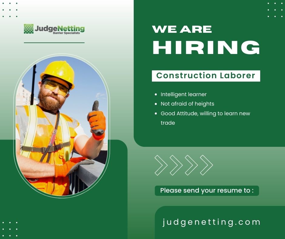 JudgeNetting1's tweet photo. We are hiring hard workers who are willing to learn the construction trade of building new netting barriers. We believe that this is a great opportunity to develop your skills and to gain valuable experience in the construction industry.
#constructionlaborer #constructioncrew https://t.co/f2CJ4qdvTg