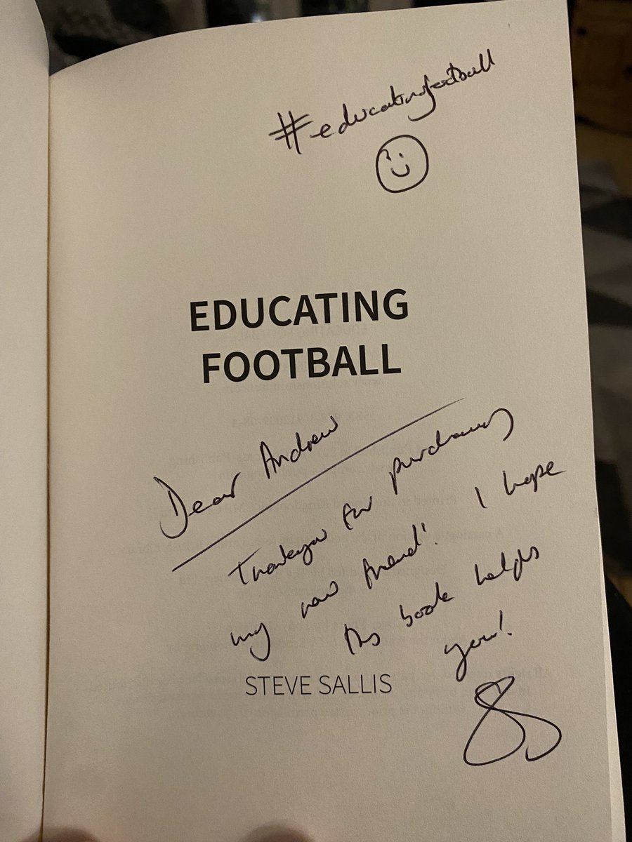 AndyPilks's tweet photo. The latest edition to “Book Club” has arrived!
The first thing is see when I open the book, one of my favourite Brian Clough quotes…..a good start!!!
Thanks @stevensallis ⚽️📚🎓
#educatingfootball #lifelonglearning https://t.co/tvpEuJyNo4