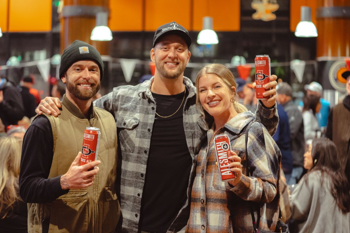 AleSmithBrewing's tweet image. We&apos;re ready for tomorrow! 🏀

We will have the game on with sound tomorrow along with specials on State Ale. We will be passing out SDSU Rally towels while supplies last. 

#letsgoaztecs