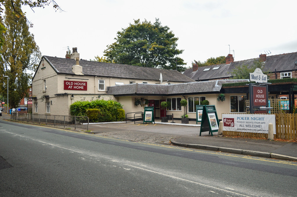 Old House at Home, 73 Burton Road, Withington. The pub closed in 2017, and was demolished October 2019. Replaced by housing.