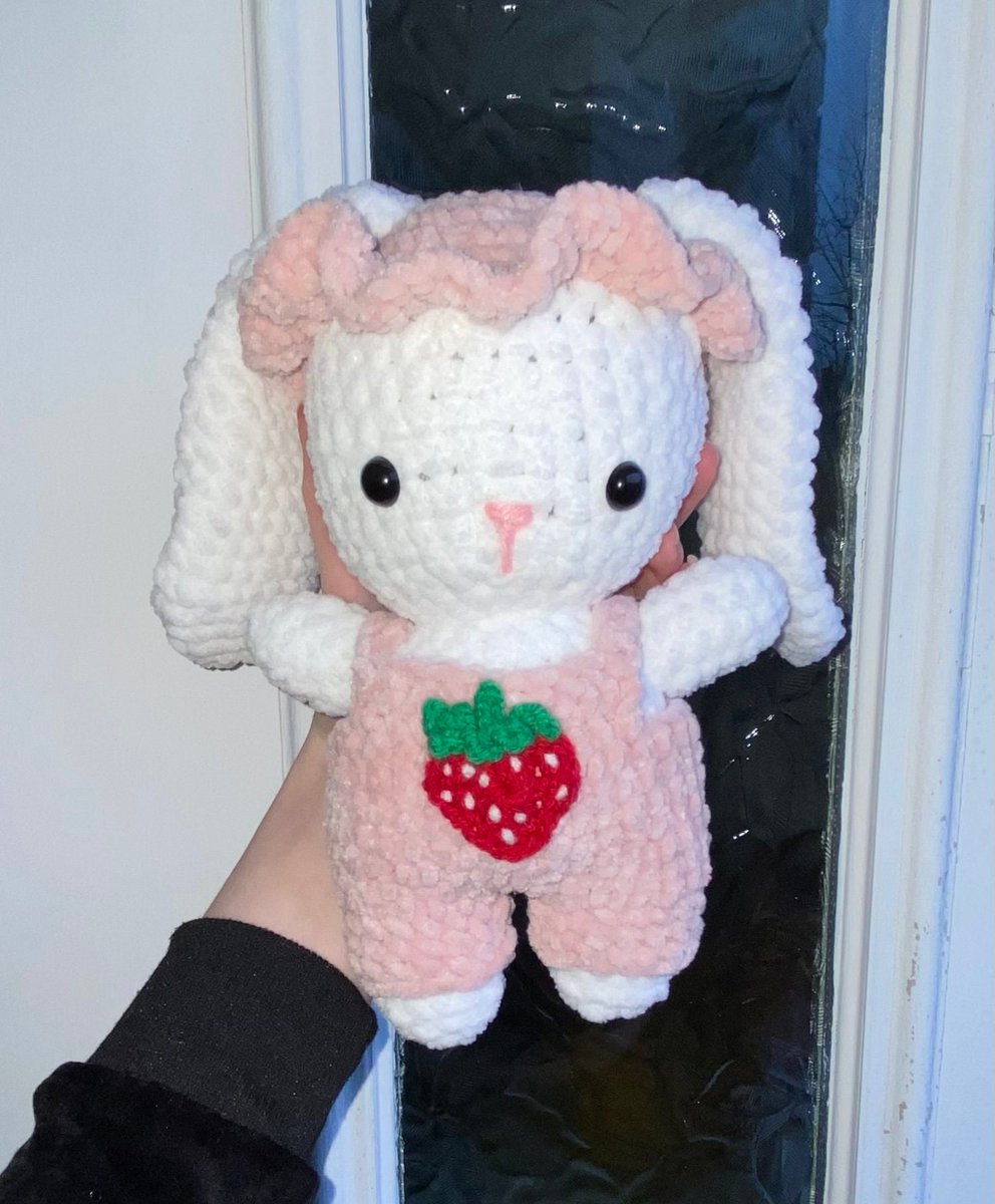 Excited to share the latest addition to my #etsy shop: Strawberry white Bunny crochet plushie bunny plush etsy.me/3Frmfcy #white #easter #pink #handmadegift #eastergift #crochetplushie #crochetplush #crochetamigurumi #amigurumiplush