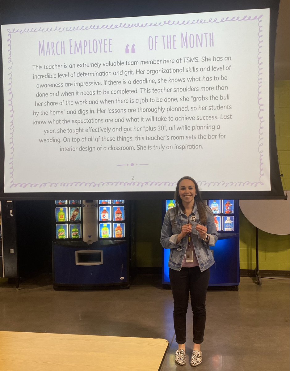 TSMSAD's tweet photo. Congratulations to our @TroySouthMiddle March Employee of the Month Mrs Patterson!!  Troy South is lucky to have you!!  #TroySouth #proud2br3 #TitanStrong #TitanPride #TitansRock #CeilingCantHoldUs #LCR3FIT https://t.co/mUFVfWsiDN